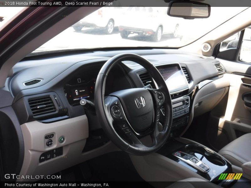 Deep Scarlet Pearl / Beige 2018 Honda Pilot Touring AWD