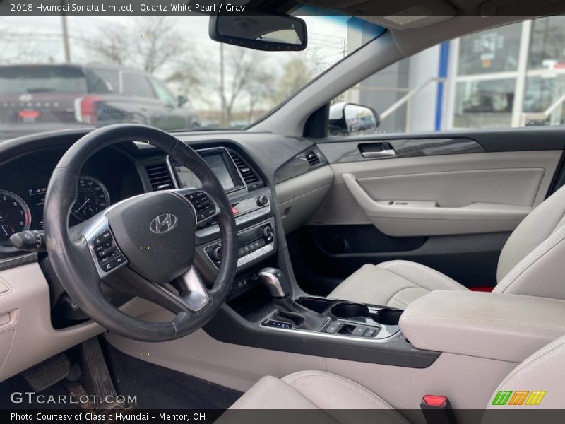 Quartz White Pearl / Gray 2018 Hyundai Sonata Limited