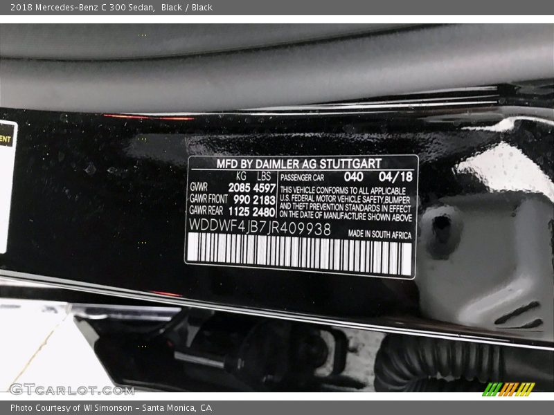 Black / Black 2018 Mercedes-Benz C 300 Sedan