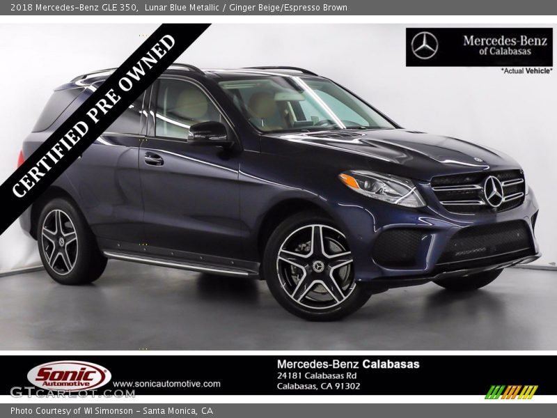 Lunar Blue Metallic / Ginger Beige/Espresso Brown 2018 Mercedes-Benz GLE 350