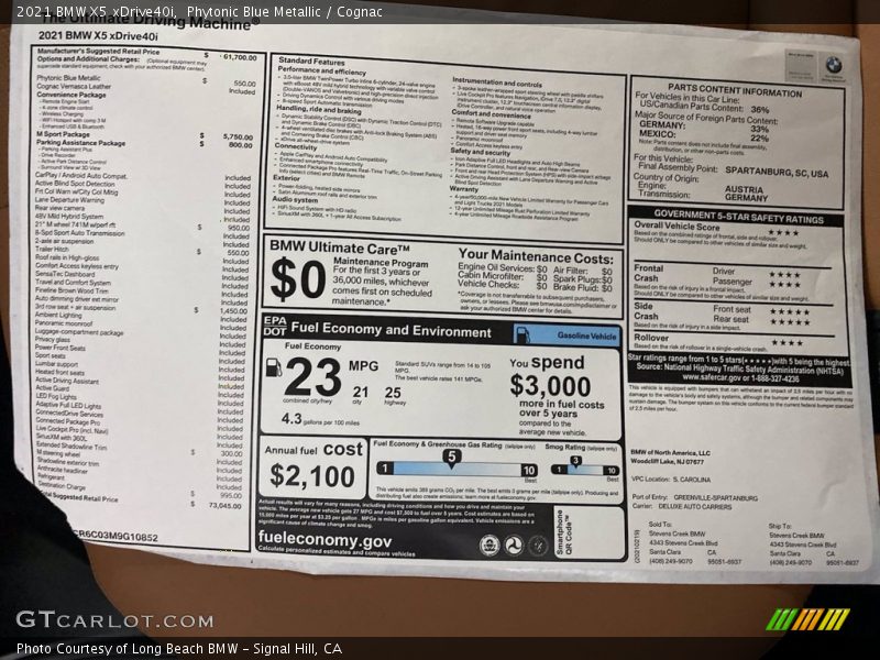 Phytonic Blue Metallic / Cognac 2021 BMW X5 xDrive40i