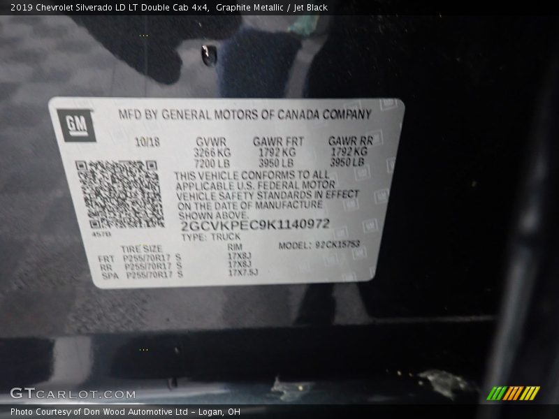 Graphite Metallic / Jet Black 2019 Chevrolet Silverado LD LT Double Cab 4x4