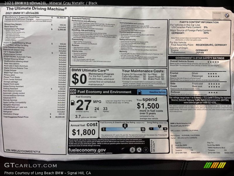 Mineral Gray Metallic / Black 2021 BMW X1 sDrive28i