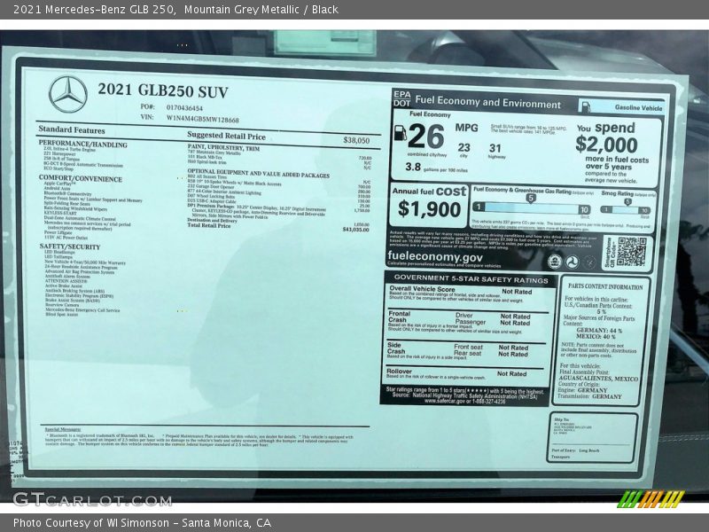 Mountain Grey Metallic / Black 2021 Mercedes-Benz GLB 250