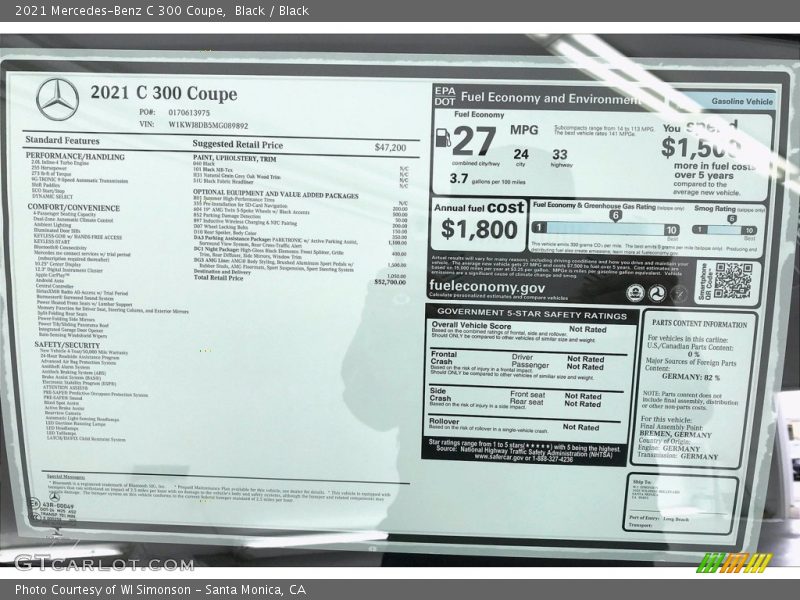 Black / Black 2021 Mercedes-Benz C 300 Coupe