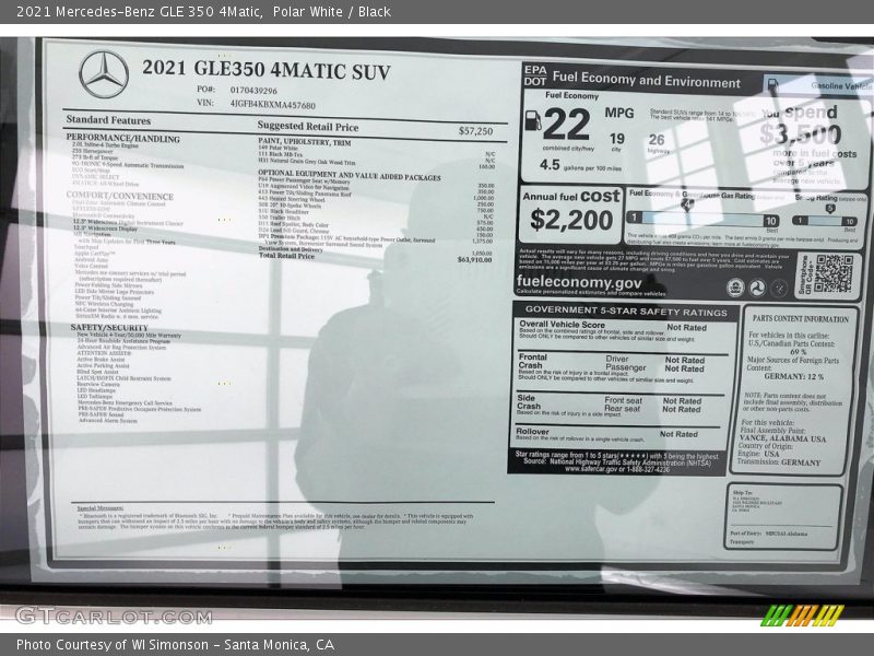 Polar White / Black 2021 Mercedes-Benz GLE 350 4Matic