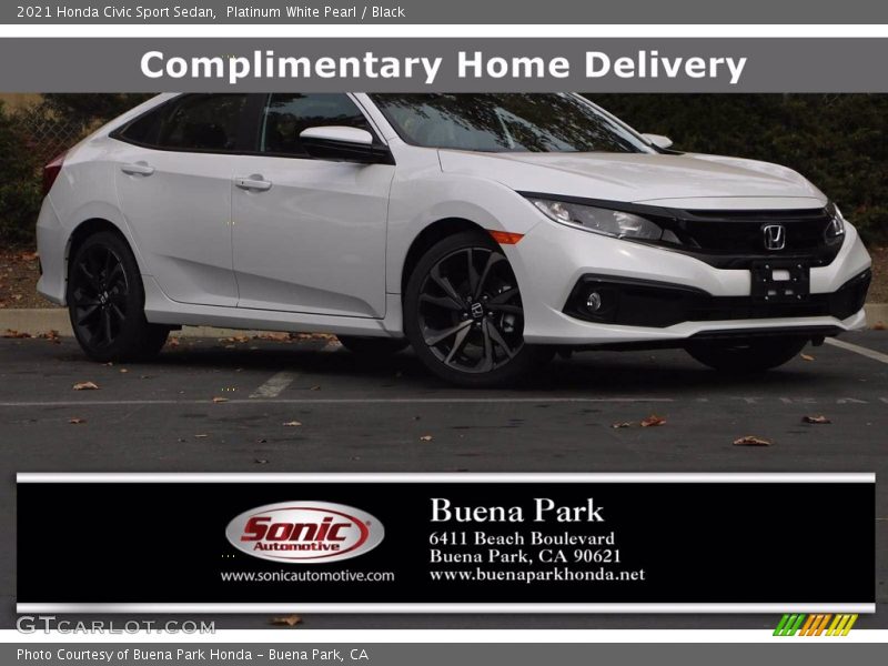 Platinum White Pearl / Black 2021 Honda Civic Sport Sedan