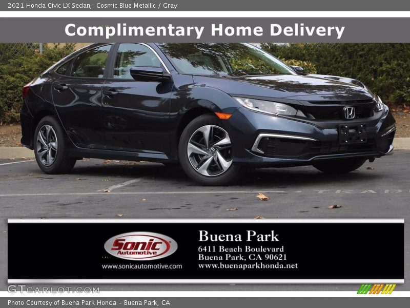 Cosmic Blue Metallic / Gray 2021 Honda Civic LX Sedan