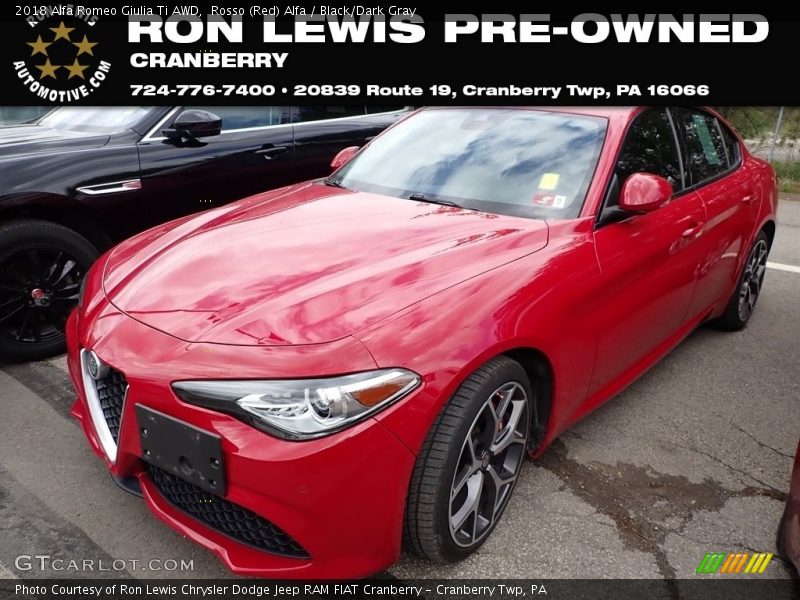 Rosso (Red) Alfa / Black/Dark Gray 2018 Alfa Romeo Giulia Ti AWD