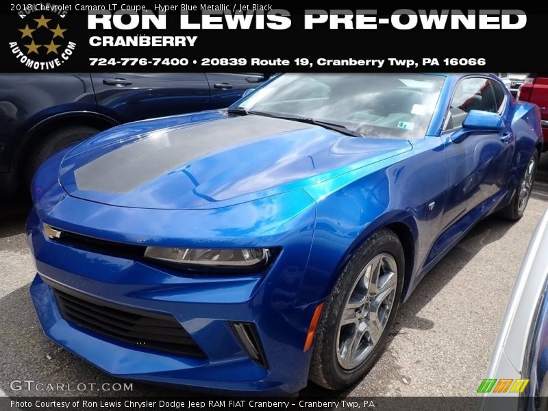 Hyper Blue Metallic / Jet Black 2018 Chevrolet Camaro LT Coupe