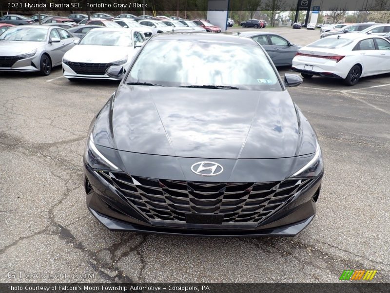 Portofino Gray / Black 2021 Hyundai Elantra SEL