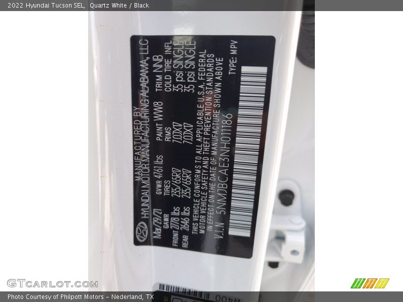 Quartz White / Black 2022 Hyundai Tucson SEL