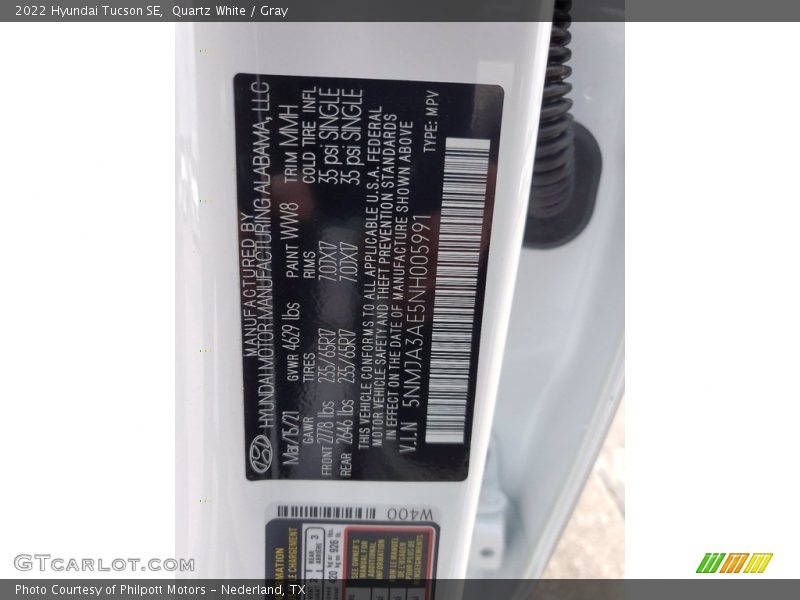 Quartz White / Gray 2022 Hyundai Tucson SE