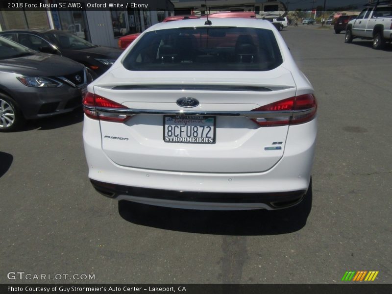 Oxford White / Ebony 2018 Ford Fusion SE AWD