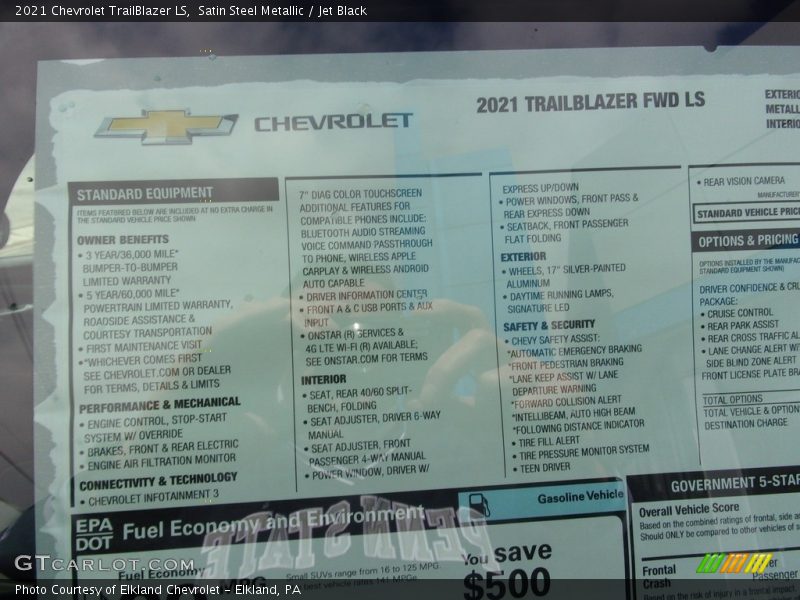 Satin Steel Metallic / Jet Black 2021 Chevrolet TrailBlazer LS