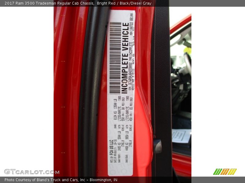 Bright Red / Black/Diesel Gray 2017 Ram 3500 Tradesman Regular Cab Chassis
