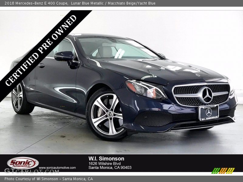 Lunar Blue Metallic / Macchiato Beige/Yacht Blue 2018 Mercedes-Benz E 400 Coupe