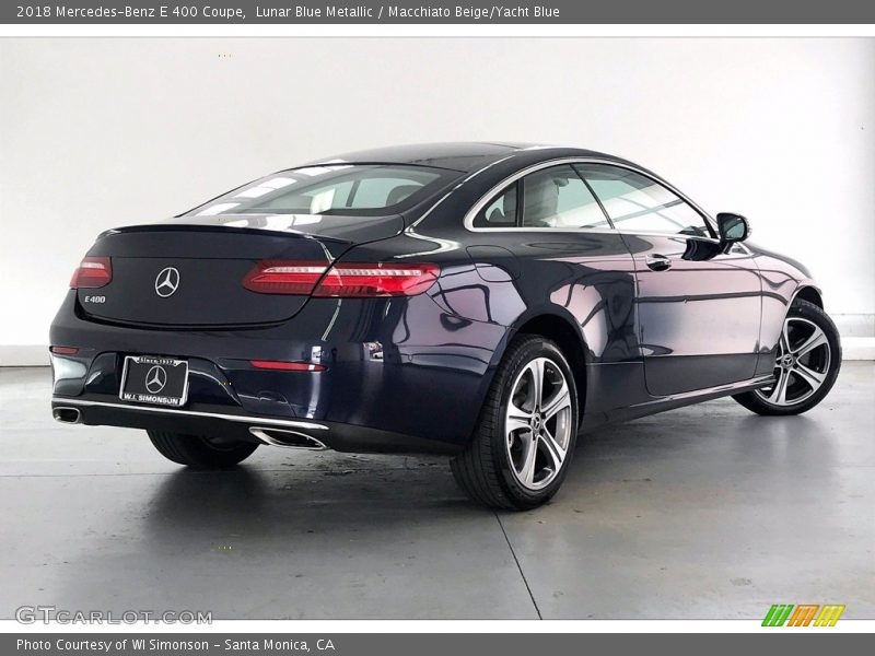 Lunar Blue Metallic / Macchiato Beige/Yacht Blue 2018 Mercedes-Benz E 400 Coupe