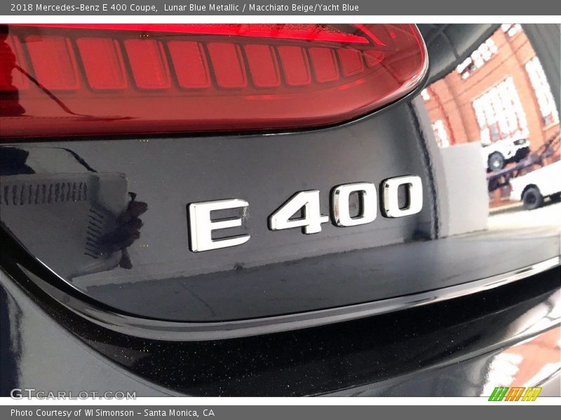 Lunar Blue Metallic / Macchiato Beige/Yacht Blue 2018 Mercedes-Benz E 400 Coupe