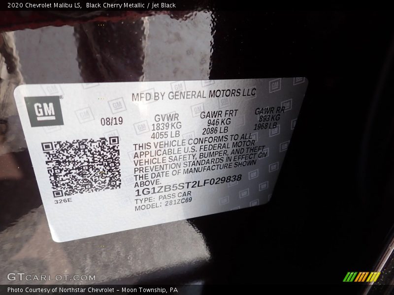 Black Cherry Metallic / Jet Black 2020 Chevrolet Malibu LS