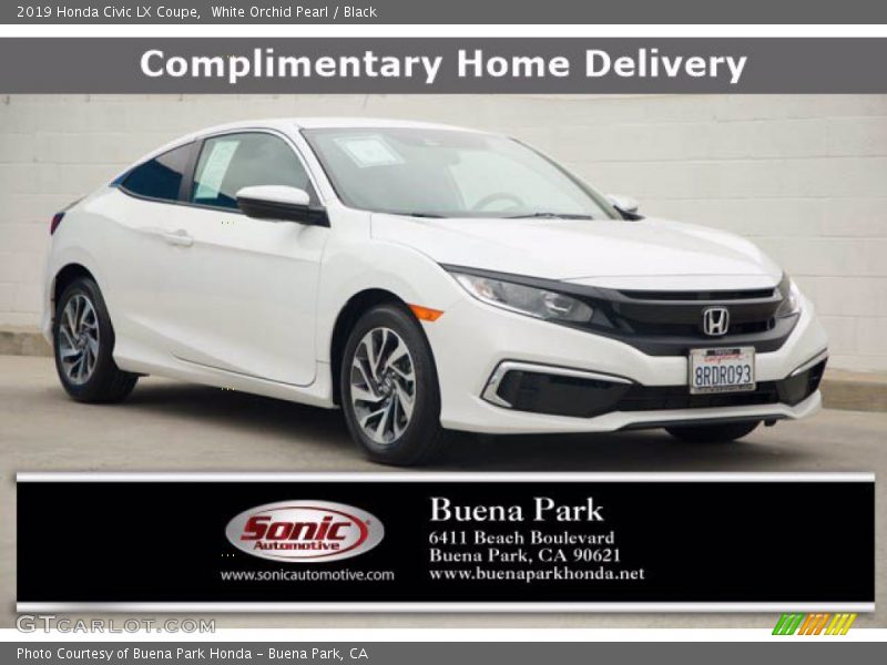 White Orchid Pearl / Black 2019 Honda Civic LX Coupe