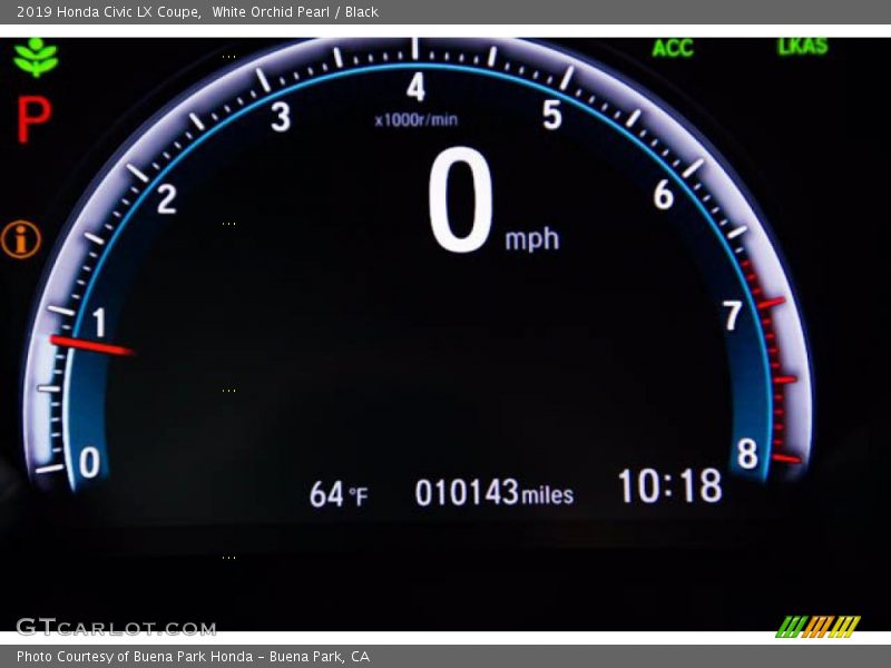 White Orchid Pearl / Black 2019 Honda Civic LX Coupe