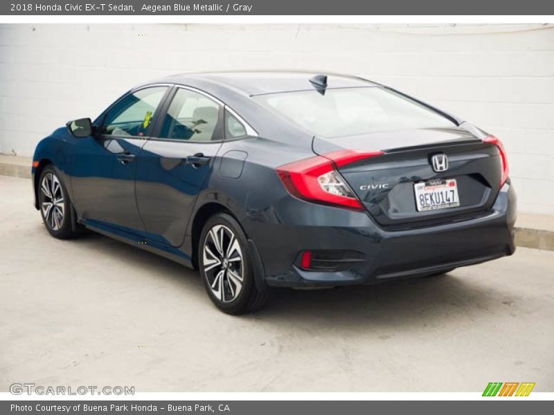 Aegean Blue Metallic / Gray 2018 Honda Civic EX-T Sedan