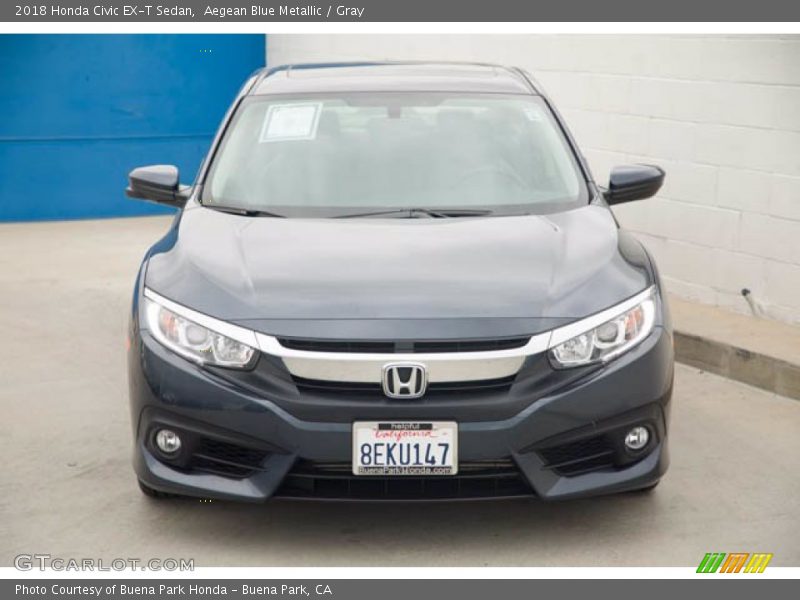 Aegean Blue Metallic / Gray 2018 Honda Civic EX-T Sedan