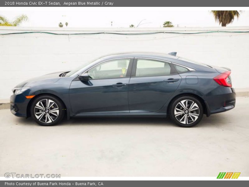 Aegean Blue Metallic / Gray 2018 Honda Civic EX-T Sedan