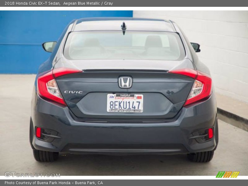 Aegean Blue Metallic / Gray 2018 Honda Civic EX-T Sedan