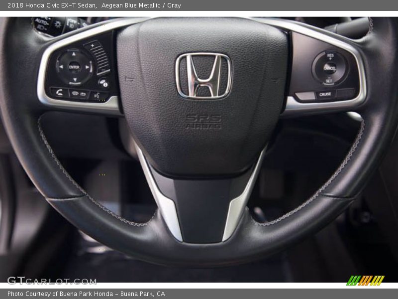 Aegean Blue Metallic / Gray 2018 Honda Civic EX-T Sedan