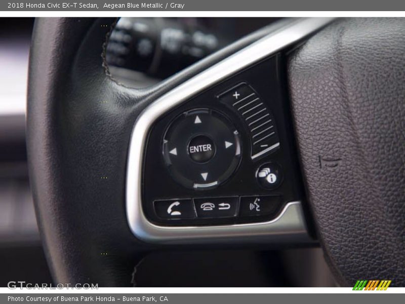 Aegean Blue Metallic / Gray 2018 Honda Civic EX-T Sedan