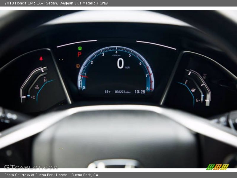 Aegean Blue Metallic / Gray 2018 Honda Civic EX-T Sedan