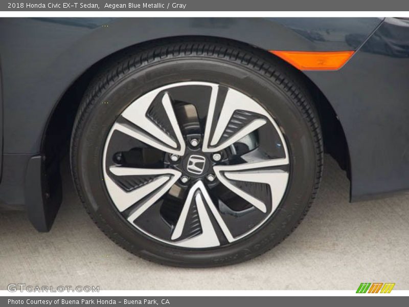 Aegean Blue Metallic / Gray 2018 Honda Civic EX-T Sedan