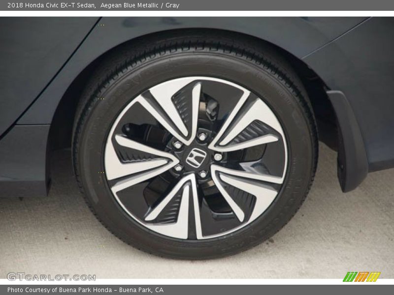 Aegean Blue Metallic / Gray 2018 Honda Civic EX-T Sedan
