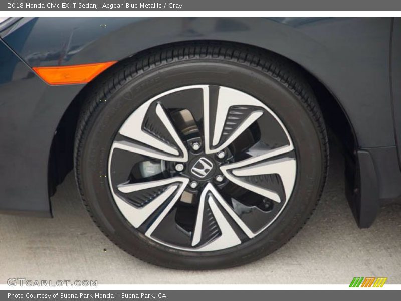 Aegean Blue Metallic / Gray 2018 Honda Civic EX-T Sedan