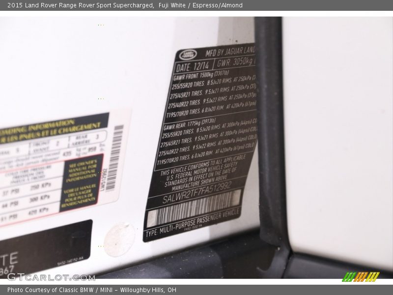 Fuji White / Espresso/Almond 2015 Land Rover Range Rover Sport Supercharged