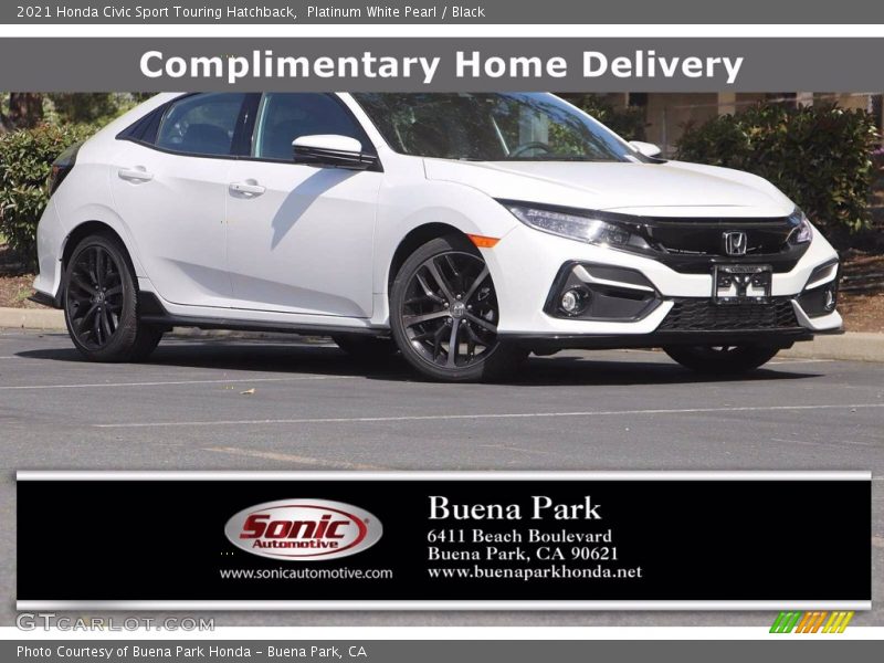Platinum White Pearl / Black 2021 Honda Civic Sport Touring Hatchback