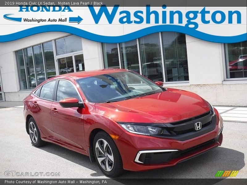 Molten Lava Pearl / Black 2019 Honda Civic LX Sedan