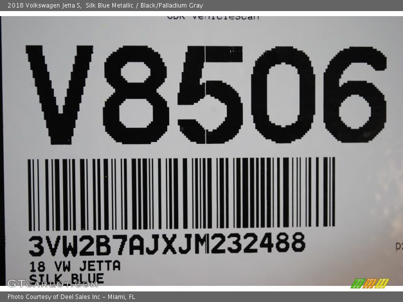 Silk Blue Metallic / Black/Palladium Gray 2018 Volkswagen Jetta S