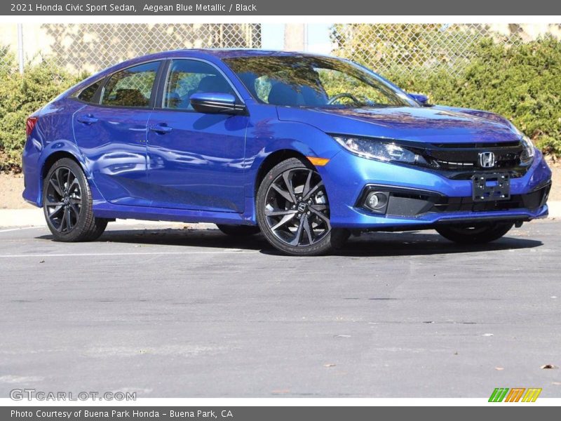 Aegean Blue Metallic / Black 2021 Honda Civic Sport Sedan