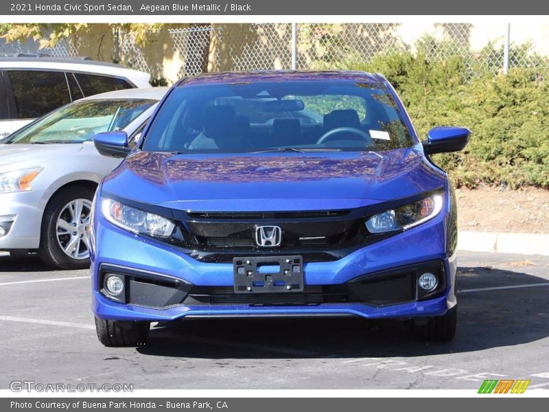 Aegean Blue Metallic / Black 2021 Honda Civic Sport Sedan