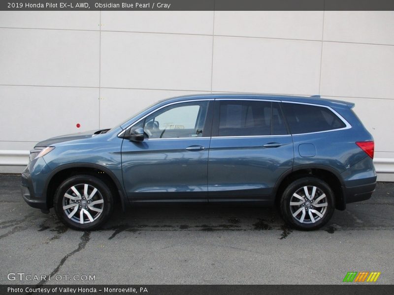 Obsidian Blue Pearl / Gray 2019 Honda Pilot EX-L AWD