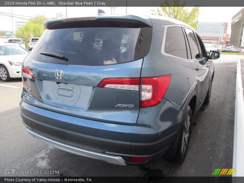 Obsidian Blue Pearl / Gray 2019 Honda Pilot EX-L AWD