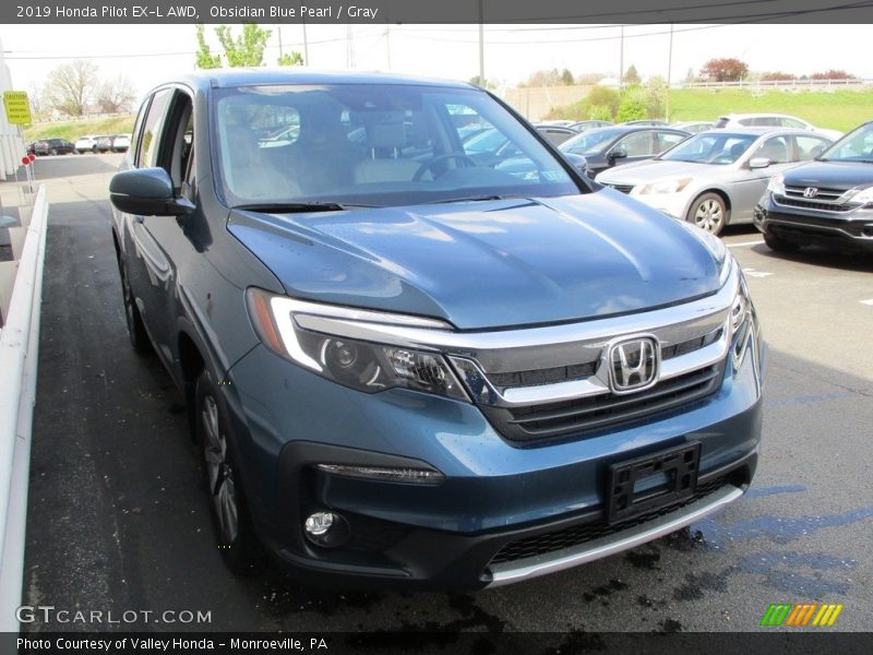 Obsidian Blue Pearl / Gray 2019 Honda Pilot EX-L AWD