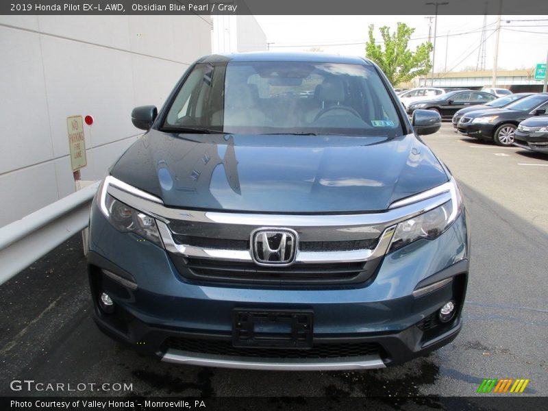 Obsidian Blue Pearl / Gray 2019 Honda Pilot EX-L AWD