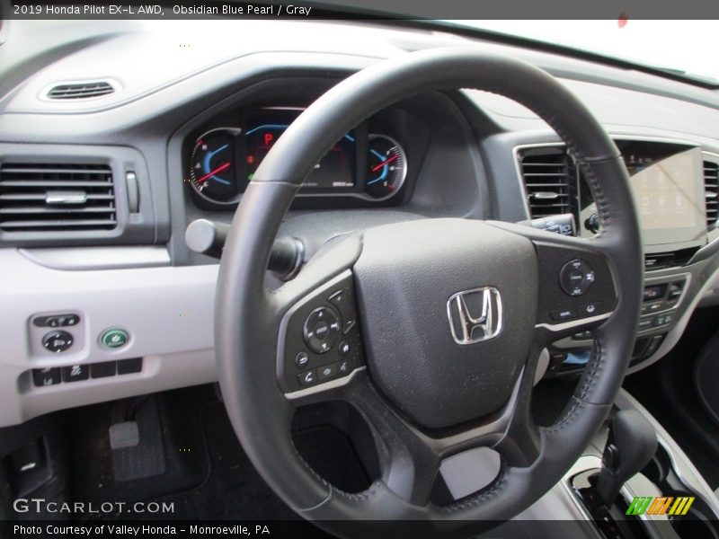 Obsidian Blue Pearl / Gray 2019 Honda Pilot EX-L AWD