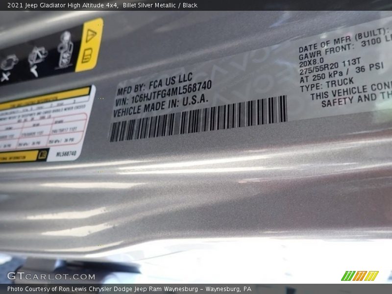 Billet Silver Metallic / Black 2021 Jeep Gladiator High Altitude 4x4