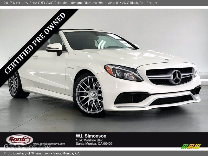 designo Diamond White Metallic / AMG Black/Red Pepper 2017 Mercedes-Benz C 63 AMG Cabriolet