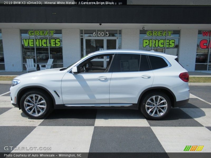 Mineral White Metallic / Canberra Beige/Black 2019 BMW X3 sDrive30i